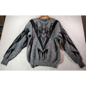 Riccardo Sweater Mens Size Large Gray Geo Print Long‎ Sleeve Round Neck Pullover